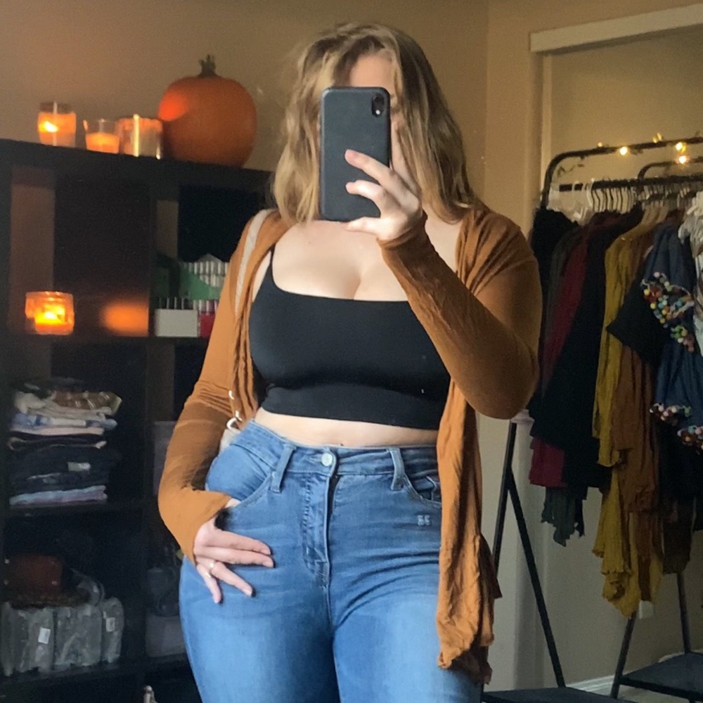 SALE!SHEER TERRA-COTTA SUPER SOFT CARDIGAN - Picture 3 of 4